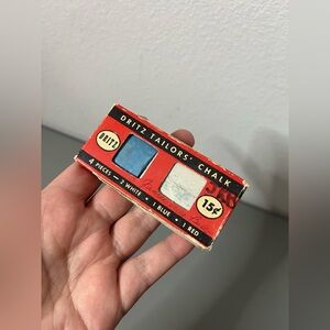 Vintage Dritz Tailors' Chalk 4 Pieces No 629 Red Blue White 1949 Original Box